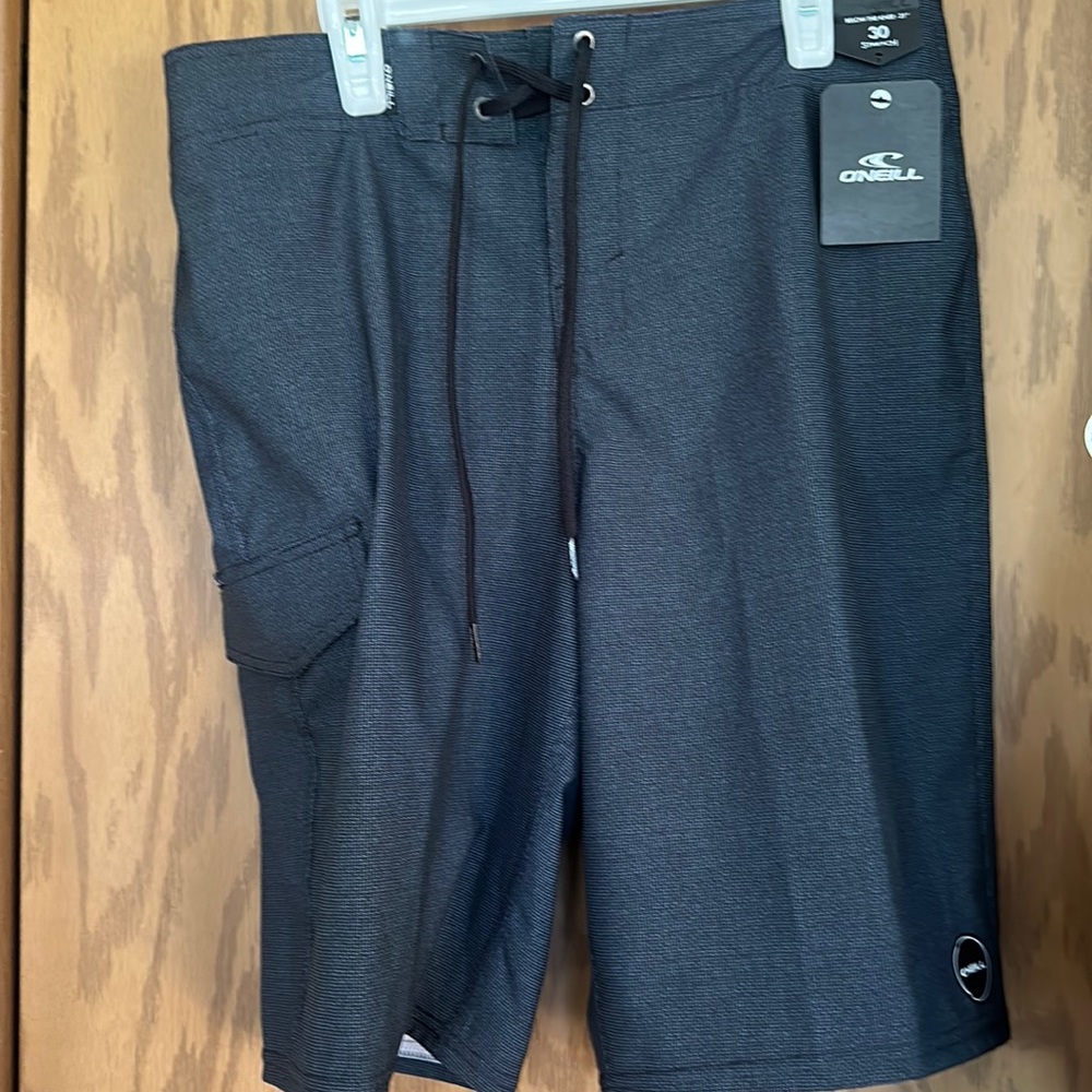 O’NEILL MENS WEAVER BOARD SHORTS/SWIM TRUNKS: BLACK/GRAY: NWT: SZ 30